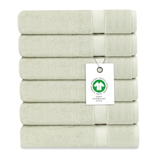 Delara Organic Cotton Luxuriously Plush Washcloths Pack of 6 | GOTS & Oeko-TEX Certified | Premium Quality Face Towels | Feather Touch Technology|650 GSM Long Staple|Soft, Quick Dry & Ultra-Absorbent