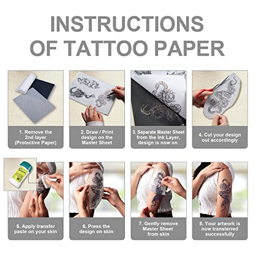 Tattoo Skin Practice Kit 16Pcs - Autdor 6Pcs Fake Skin and 10Pcs Transfer Paper Kit Includes 6¡¿8" Double Sided Blank Tattooing Practice and Stencil Paper for Tattoo Supplies