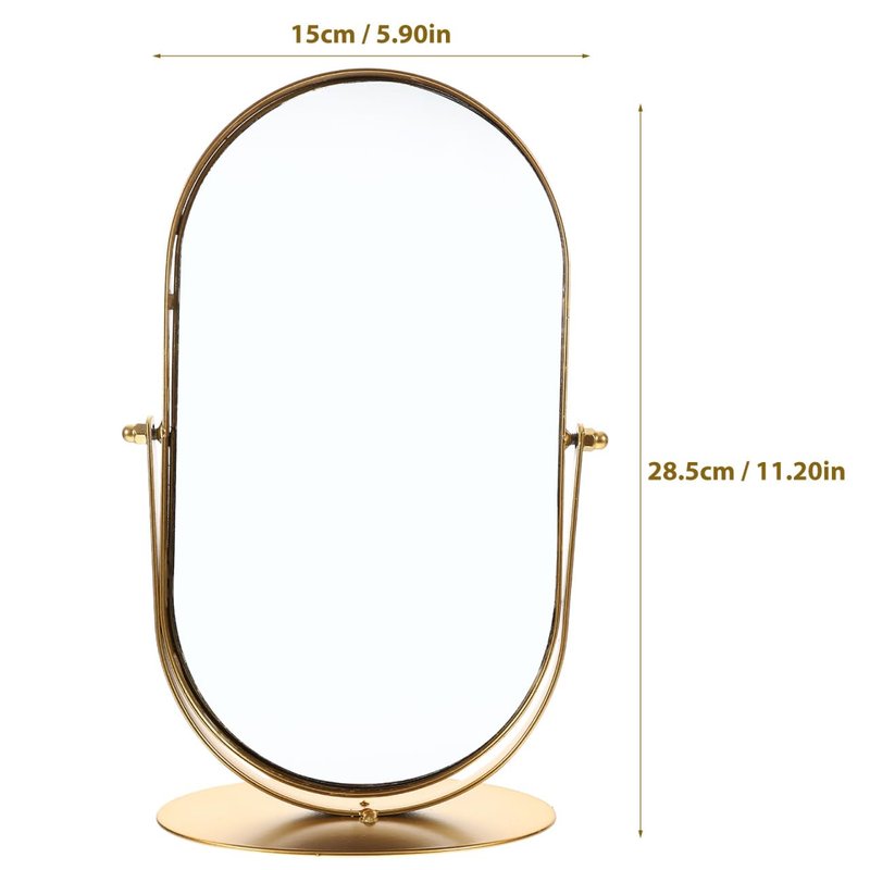 Zerodeko Retro Metal Makeup Mirror 11.22X5.90X3.93In Single-Sided Vanity Mirror Portable Desktop Cosmetic for Dressing Table Bathroom Use