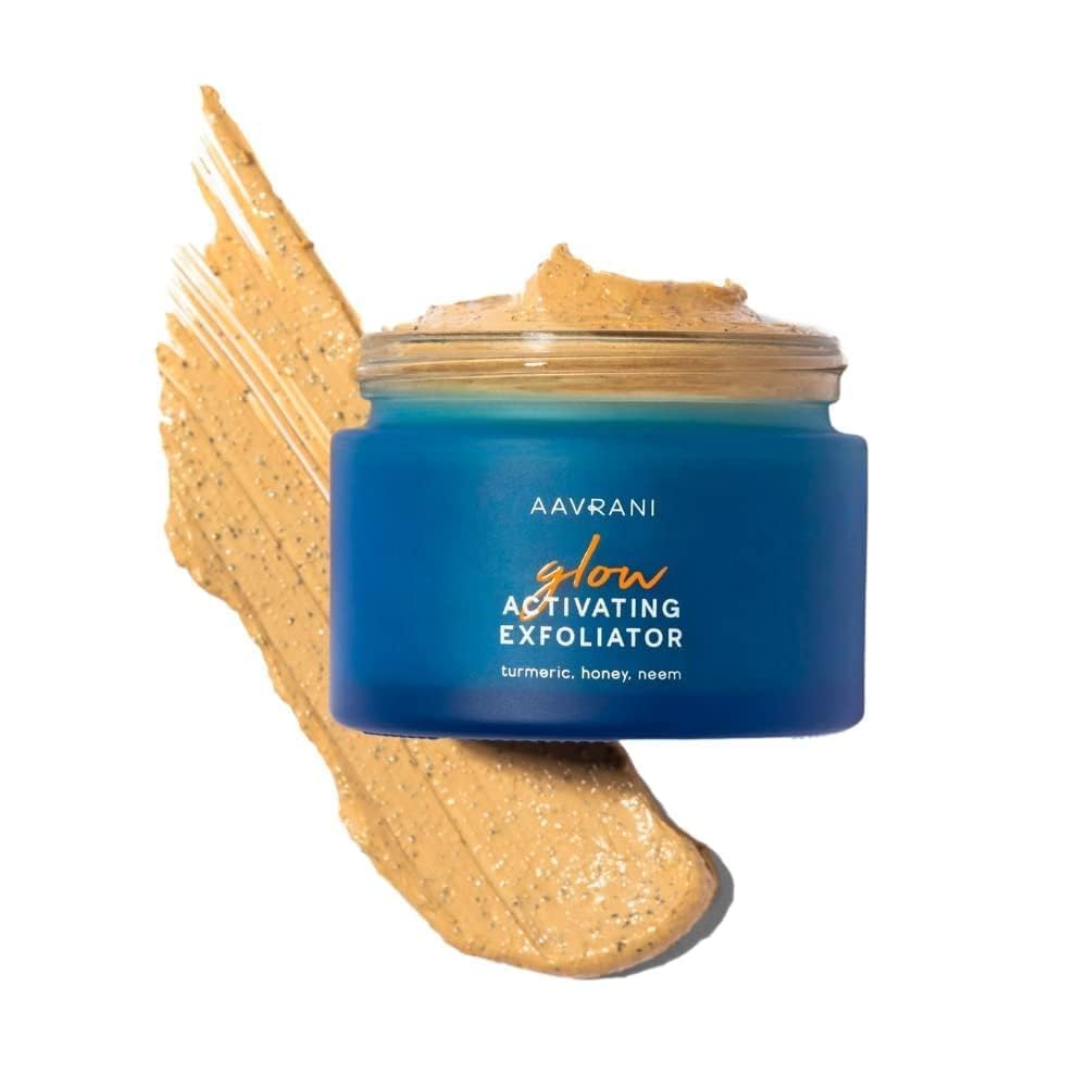 AAVRANI Glow Activating Exfoliator – Stain-Free Turmeric Face Mask with Aloe, JoJoba, Shea, Lavender and Neem – Exfoliating Clay Mask for Acne, Dark Spots, and Deep Pore Cleansing, 1.7 Fl Oz (New)