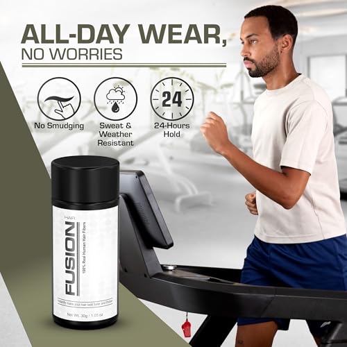 Hair Fibers for Thinning Hair - (1.05 Oz) Real Human Hair Building Fibers to Conceal Bald Spots and Thinning Hair, Root Touch Up and Volumizer, Black