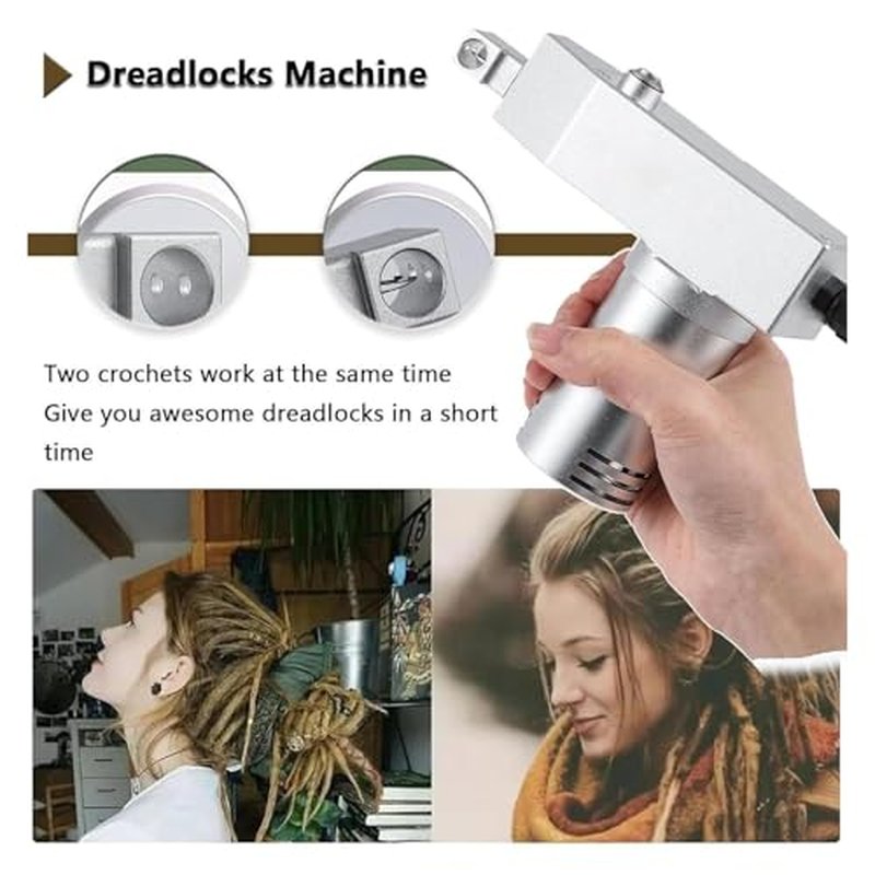 Portable Dreadlock Machine for Instant Locs, Handheld DIY Automatic Loc Machine with 6 Interchangeable Holes for Fast & Easy Dreadlocks Extensions, Professional FastLocs Tool