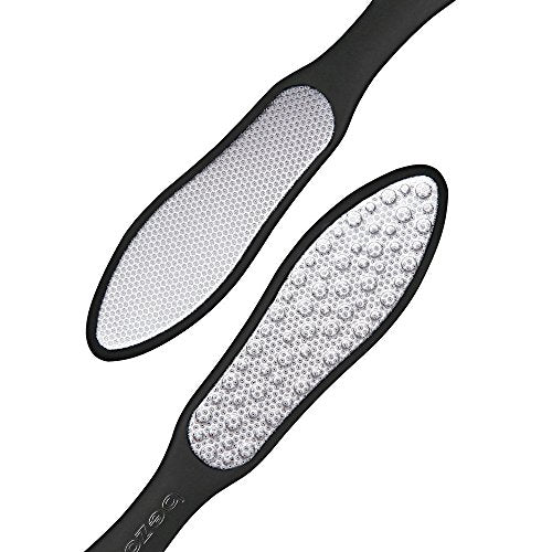 BEZOX Foot File (1 PCS), Double Sided Foot Scraper Callus Remover, Foot Rasp for Cracked Heel and Foot Corn Removal, Stainless Steel Pedicure File W/Cloth Storage Bag