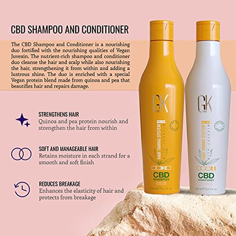 GK HAIR Hemp Shampoo and Conditioner Sets Hydrating Strengthening Color Treated Damaged Repair Provides Nourishing & Shine Natural Organic Vegan Sulfate Paraben Free (Duo)