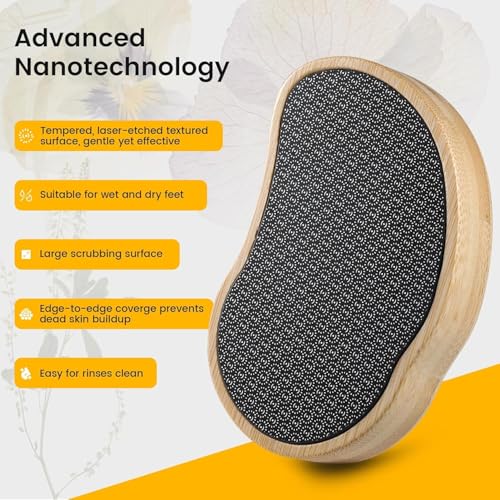 BEZOX Nano-Glass Pumice Stone for Feet Dead Skin, Eco-Friendly Pedicure Foot File Callus Remover - Bamboo Handle