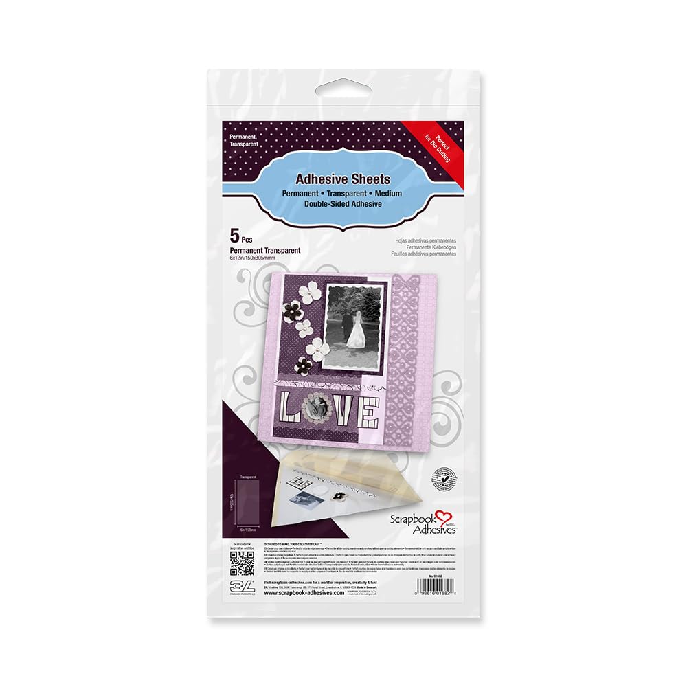 3L Scrapbook Adhesives Adhesive Sheets, 6-Inch x 12-Inch, 5-Pack