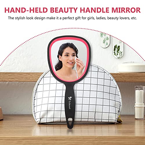 Small Hand Mirror for Travel (6.11" x 2.95'') - Standard 1X Magnification Hand held Mirror with Handle,Lightweight Handle Mirror with Hanging Hole,Single Sided Vanity Makeup Mirror for Women,Kids