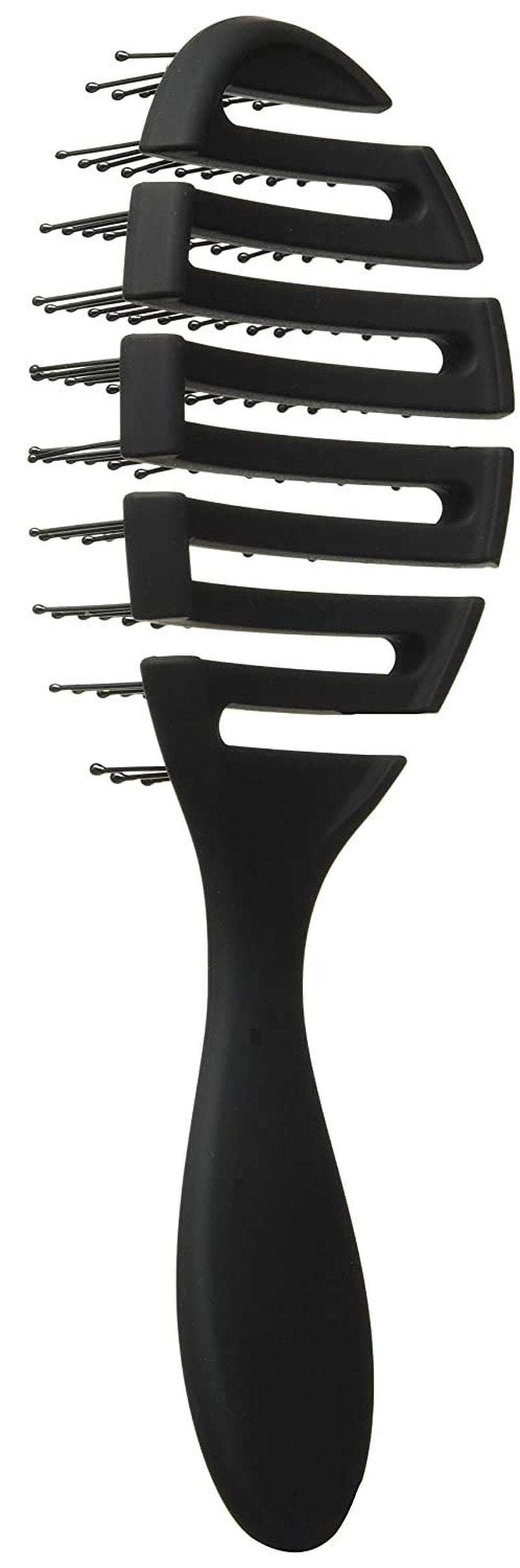 Speed Dry Hair Brush Soft Bristles Flexible Curved and Vented Hair Detangler Brush for Women, Men, Kids - Professional Hair Volumizer Brushes (Black)