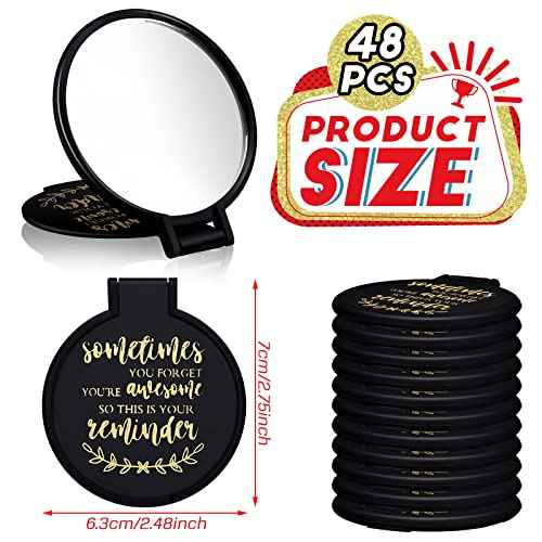 Weysat 48 Pcs Mini Pocket Compact Mirrors Bulk, Sometimes You Forget Your Awesome, Inspirational Gifts for Coworker Employee Guest Positive Affirmation, Small Gifts Bulk for Women, Guests, Christmas