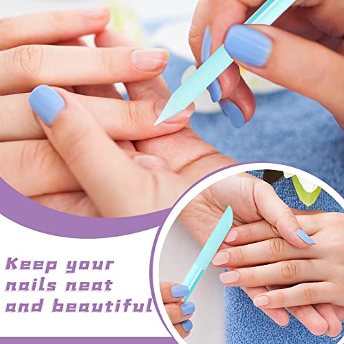 4Pcs Glass Cuticle Pusher, heemeei Dual-Ended Manicure Stick, Crystal Cuticle Pusher Glass File, Professional Precision Filing Cuticle Remover, Manicure Pedicure Tools for Nails and Cuticles Care¡¦