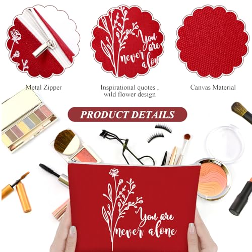 Coume 10 Pcs Boho Flower Canvas Makeup Bags Bulk, Christmas Aesthetic Inspirational Quotes Cosmetic Zipper Encouragement Travel Pouch Toiletry Bag Women Teacher Friend Birthday Gift