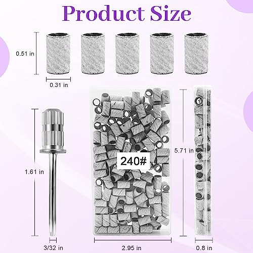 240 Grit Sanding Bands for Nail Drill 100Pcs, Extra Fine for Natural Nails Polishing and Shaping, Zebra Sanding Bands Set for Manicures Pedicures
