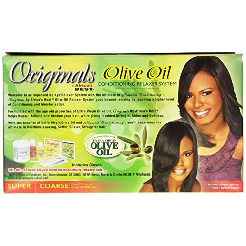 Originals by Africa's Best Olive Oil Hair Relaxer Kit, No lye Super / Coarse System, Conditions and Moisturizes For Healthier Looking, Softer, Silkier, Straighter Hair