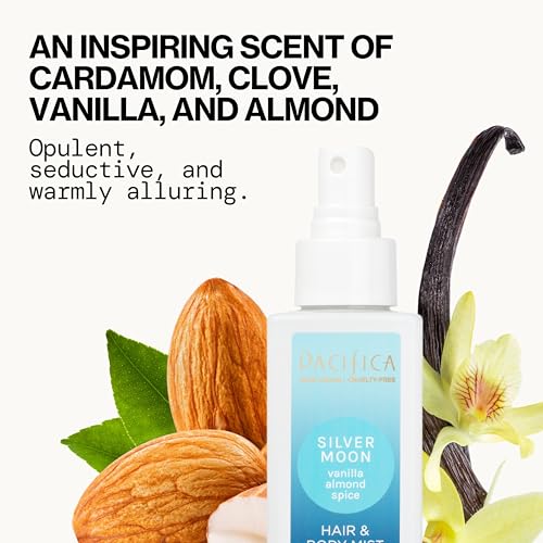Pacifica Hair Perfume & Body Fragrance Spray Mist - Silver Moon with Vanilla, Almond & Spice ? Alcohol-Free, Vegan & Cruelty-Free, 6.5 oz