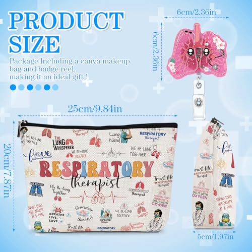 Respiratory Therapist Gifts for Women - Funny Respiratory Therapist Badge Reel, Makeup Bag, RT RRT Gifts for Pulmonary Care Doctor Nurse Graduation Christmas Retirement Present