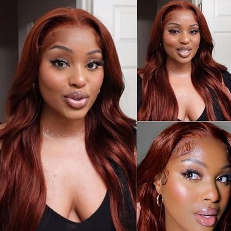 ijoy Reddish Brown Straight Human Hair 3 Bundles with Closure for Women 10 12 14 +C8 Inch 100% Virgin Remy Hair Bundles Human Hair Straight Hair Extensions Chocolate Brown Color