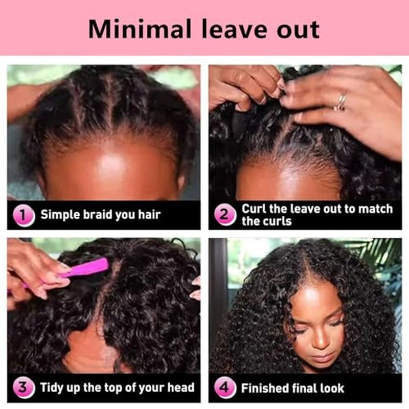 18 Inch V Part Wig Human Hair Curly,V Part KinkyCurly Wig for Women,Glueless Elastic Drawstring No Leave Out No Sew in Upgrade U Part Full Head Clip in Natural Black 12A Human Hair 200% Density