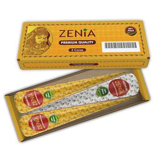 Zenia Premium Henna Cones (35g Each) - 100% Natural Ready to Use Henna Paste Hair Color Hair Dye Cones Reddish Brown Color (3 Pack)