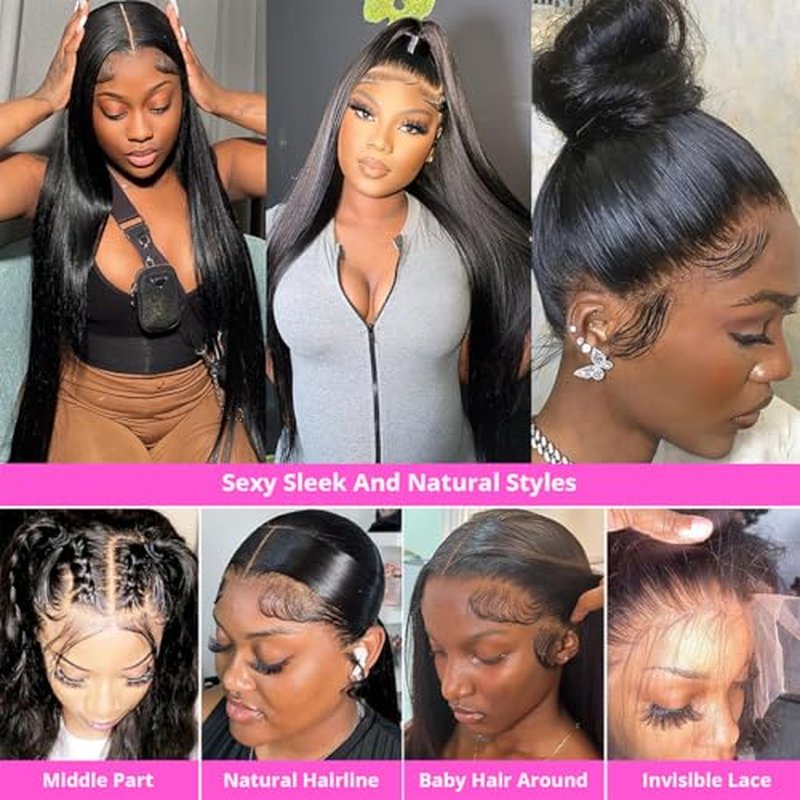 30 Inch 13x6 Lace Front Wigs Human Hair Pre Plucked HD Frontal Wigs Human Hair with Baby Hair Straight Glueless Wigs Human Hair for Women 180% Density