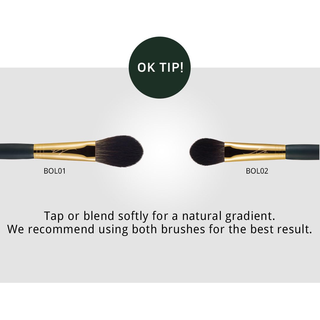 SOO ADOR okhee Point Cheek Brush BOL02 - Professional Point Blush Brush by K-Pop Makeup Artist Seo Ok - Dense Bristles for Bold Color Application & Blending in Small Areas - Premium K-Beauty