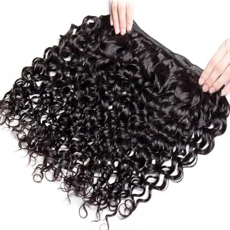 Water Wave Human Hair Bundles 20 Inch One Bundle Deep Curly Human Hair Double Weft Natural Wave Wet and Wavy Hair Extensions