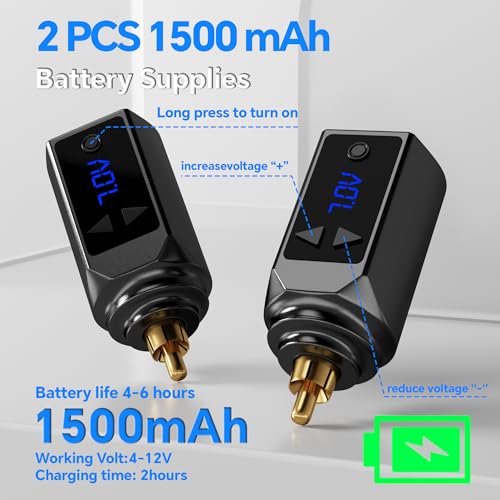 POSEIDON Tattoo Pen Kit Tattoo Gun Kit with 2Pcs Tattoo Batteries Tattoo Machine Kit with 11 Tattoo Inks 20pcs Tattoo Cartridge Needles for Beginers and Artists