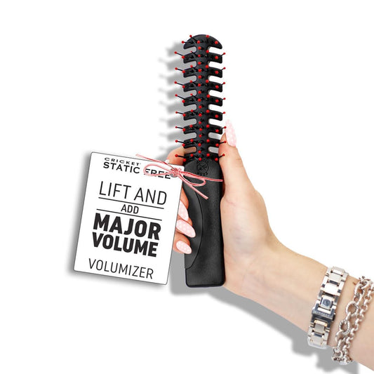 Cricket Static Free Volumizer Hair Brush - Blow Drying, Styling, and Detangling All Hair Types, Long, Short, Thick, Thin, Curly, Straight, and Wavy (Black)