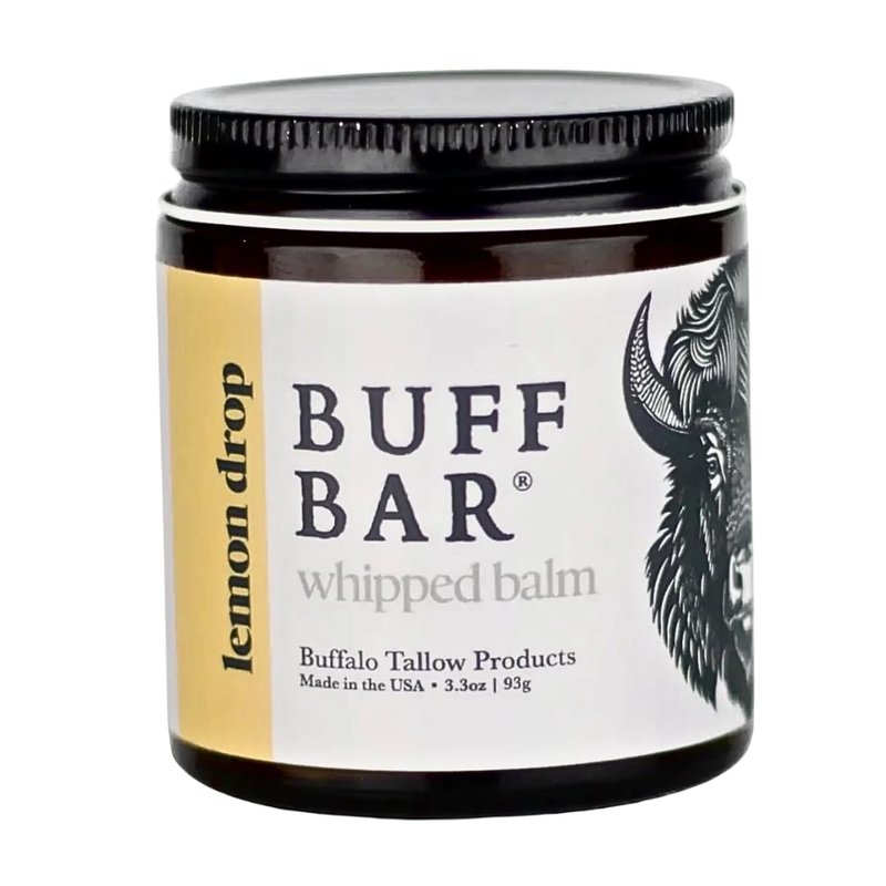 Big Crazy Buffalo Buff Bar Pure Whipped Bison Tallow Body Balm, Lemon Drop - Jojoba, All Purpose, Hydrating, Naturally Derived, Mild Scent, Replaces Lotion, For Dry, Sensitive Skin, Essential Oil