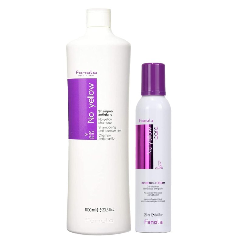 Fanola No Yellow Shampoo - Purple Shampoo Bundle for Blonde Hair Care | 2 x 350ml