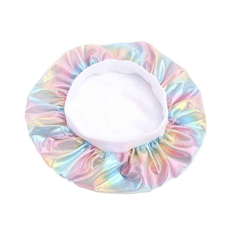 Satin Sleep Cap Satin Bonnet Night Head Cover Sleeping Soft Hair Turbans for Women and Girls (D-Holographic 6PK)