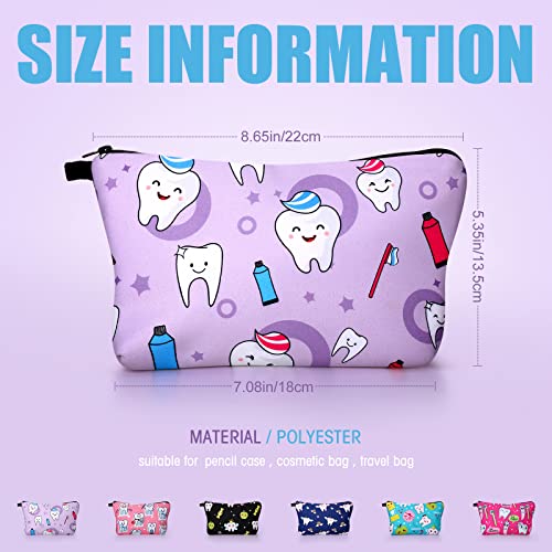 Weewooday 6 Pcs Teeth Makeup Bags Teeth Gift Graduation Teacher Gift Travel Waterproof Cosmetic Pouch Toiletry Bag Accessories Organizer Teachers Day Birthday Present for Women Girls£¨Cute Pattern£©