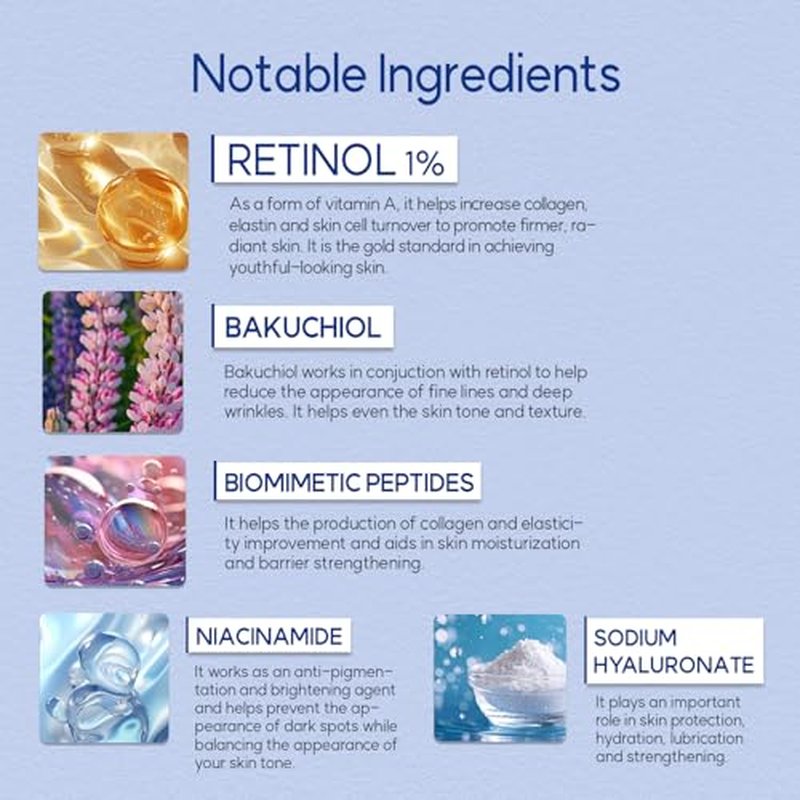 DANIQUE Retinol Midnight Intensive Serum - Stem Cell Advanced Solution for a Youthful Look and Wrinkle Care - 30ml, Korean Skin Care Beauty Serum Booster