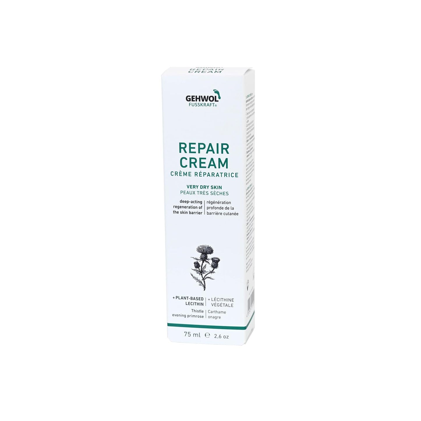 GEHWOL Repair Cream – Intensive Care for Very Dry, Damaged Skin, Deep Skin Barrier Repair, 2.6 oz / 75 ml