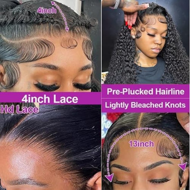 30 Inch Deep Wave Lace Front Wigs Human Hair Wigs for Black Women 13x4 HD Transparent 200% Density Glueless Wigs Deep Curly Lace Frontal Wigs Human Hair Pre Plucked With Baby Hair