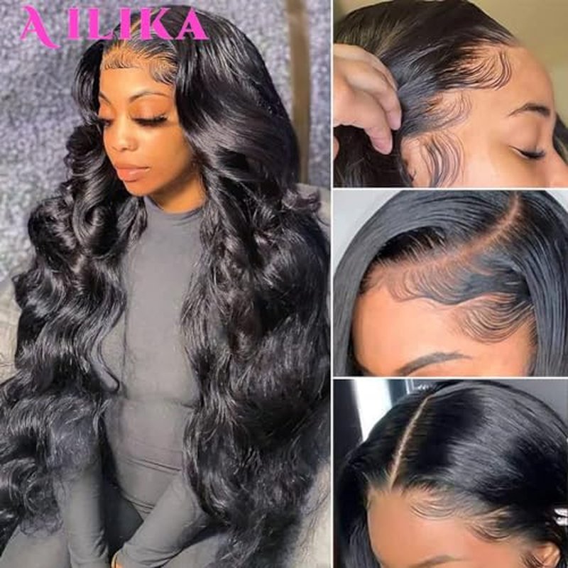 30 Inch13*4 HD Transparent Lace Front Wig Body Wave Human Hair Pre Plucked 180 Density With Baby Hair Natural Hairline Wig For Black Women.