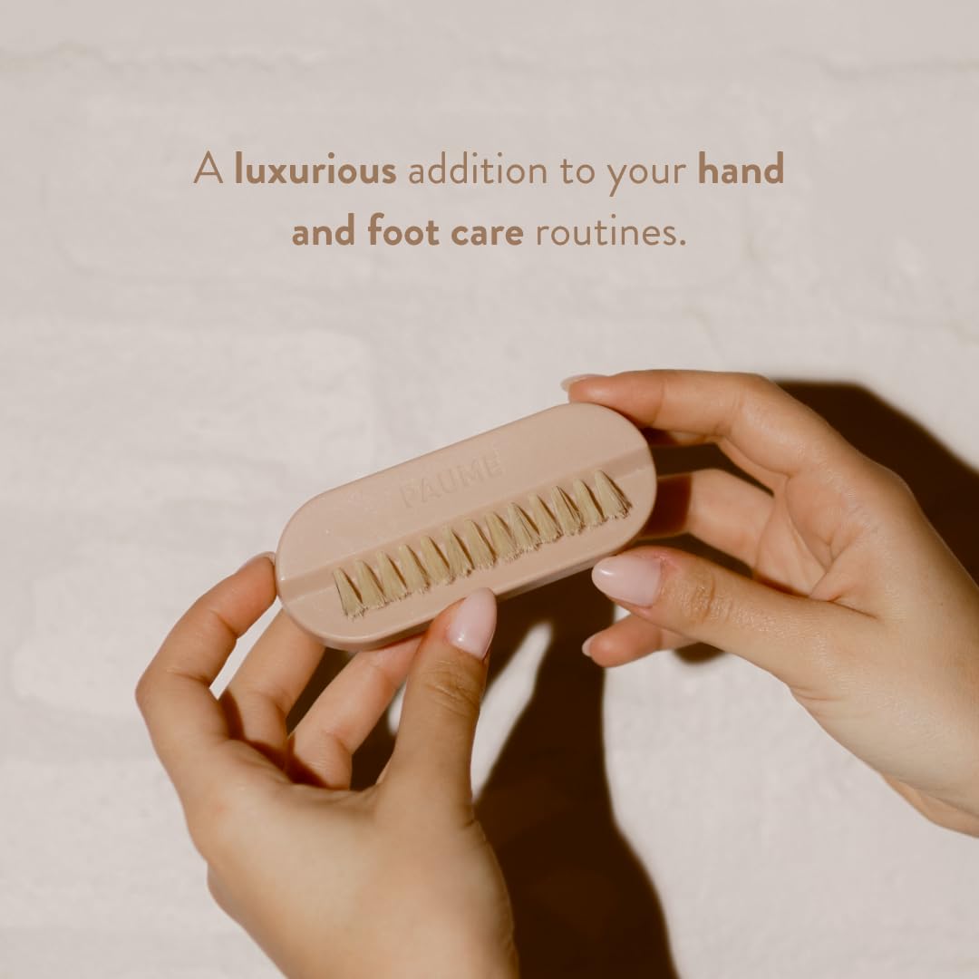 PAUME Hand & Nail Brush - Natural Boar-Bristle Exfoliator for Deep-Cleaning Hands | Wooden Handle