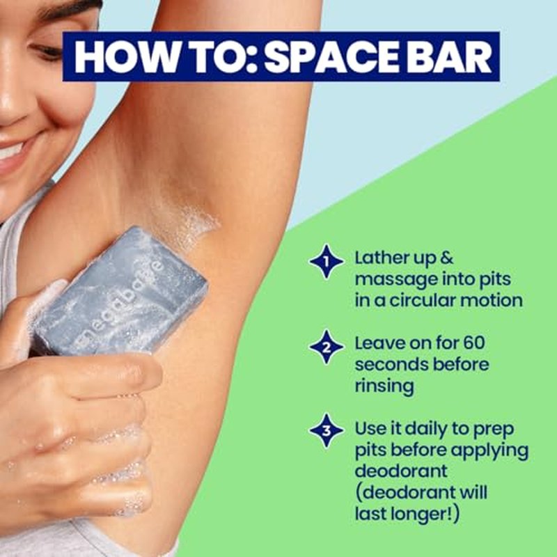 Megababe Underarm Bar Soap - Space Bar | Stocking Stuffer Holiday Gift | With Detoxifying Charcoal for Odor Control | 4.5 oz