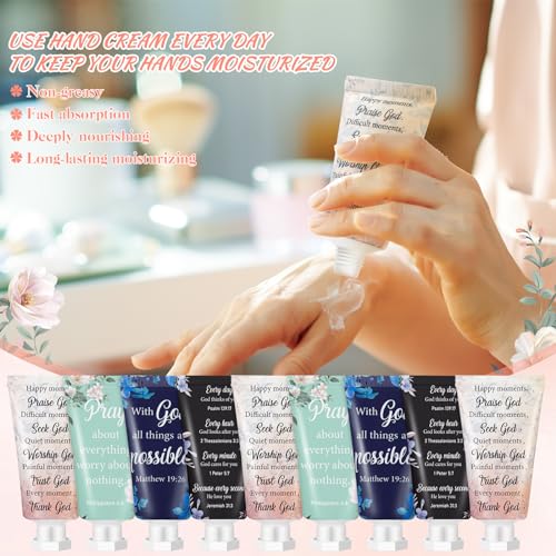 48 Pcs Christian Hand Cream Bulk for Women Breast Cancer Awareness Gifts Christian Gifts in Bulk Bible Mini Travel Size Lotion for Skin Dry Bible Verse Hand Lotion for Mom Grandma Christmas Holiday