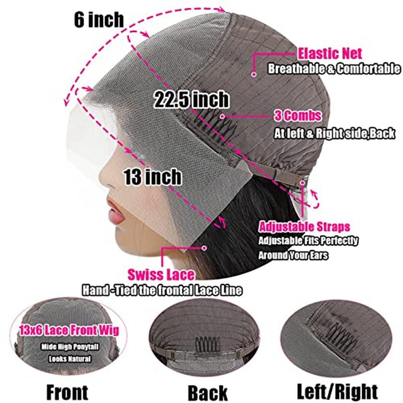 Glueless Wigs Human Hair Pre Plucked Human Hair Wigs for Black Women HD Body Wave Lace Front Wigs Human Hair 180 Density 13x6 Lace Front Wigs Human Hair Pre Plucked 10A long black wig 22 Inch