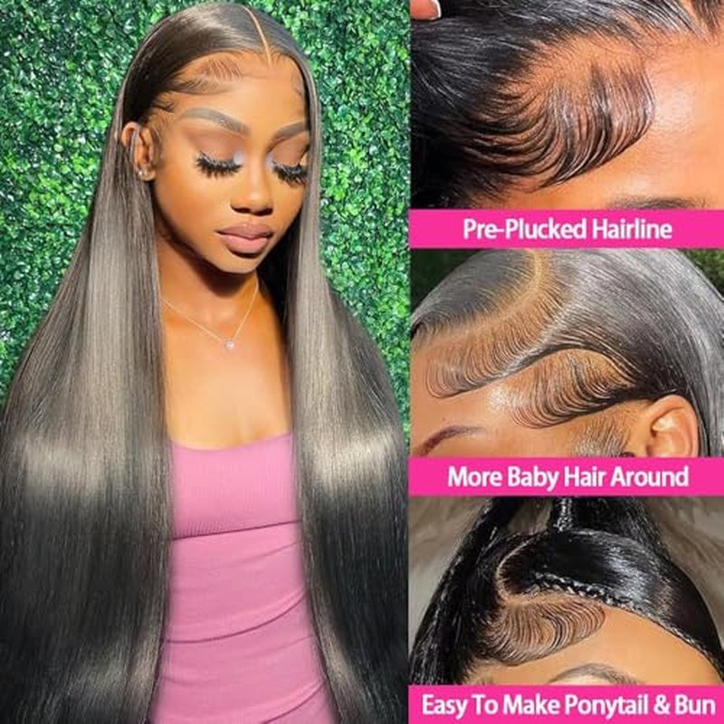 20 Inch Lace Front Wigs Human Hair 200 Density 13x4 HD Lace Front Wigs Human Hair Pre Plucked Glueless Wigs Human Hair for Women Straight Lace Frontal Wigs Natural Color
