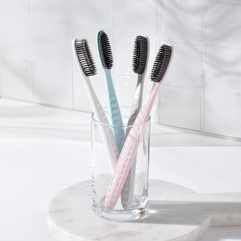 WANGTA Black – Charcoal Extra Large Toothbrush – 1.6 inch (4 cm) Wide Head | 4,000 Bristles for Firm Cleaning & Odor Suppression | Made in Korea Premium Oral Care (10 Pack)