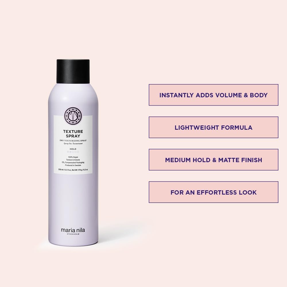 Maria Nila, Texture Spray, Hold 2/5, Moisturizing & provides Instant Volume and Texture, 100% Vegan & Sulfate/Paraben free, 7.4 Fl Oz