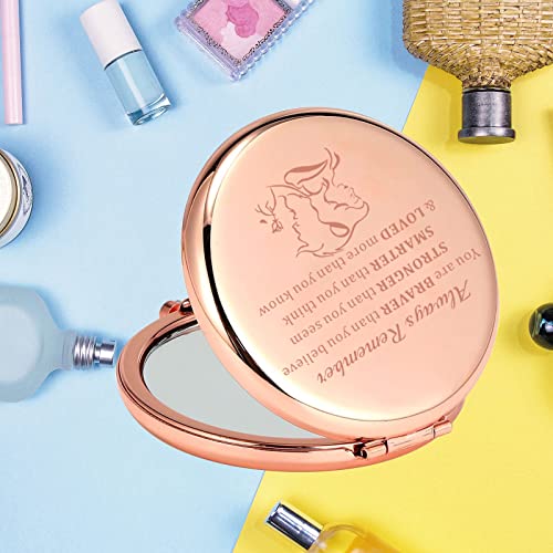 KEYCHIN Princess Movie Pocket Mirror Princess Belle Fans Gifts Always Remember You are Braver Stronger Smarter Than You Think Compact Mirror for Women Girls Teenagers (Beauty Mirror-RG)
