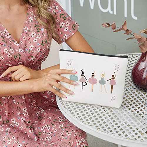 fkovcdy Dance Bag, Ballerina Makeup Bag, Dance lover Gifts, ballet Cute Small Cosmetic Bag, for dancing dancer recital gift little girl teen student birthday Christmas graduation travel Gifts