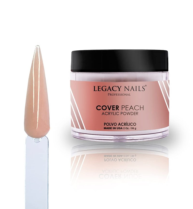 Legacy Nails Professional Cover PEACH Acrylic Powder, 2 ounces - Ideal For French Nail Art, Create Nail Art, Nail Extension That Provide a Healthy, Natural Look To Nails