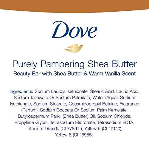 Dove Purely Pampering Beauty Bar For Softer Skin Shea Butter More Moisturizing Than Bar Soap 3.75 oz 10 Bars