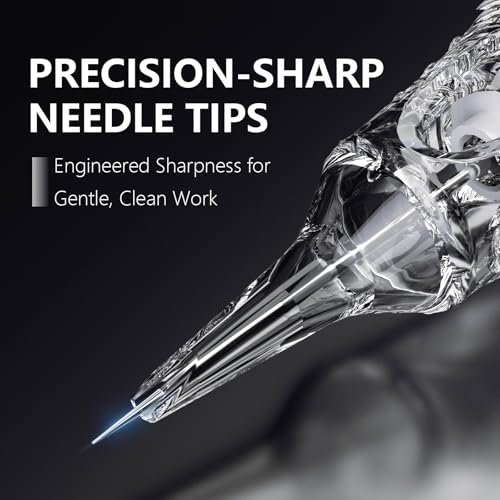 BIGWASP Classic 20Pcs 1214RS Tattoo Cartridge Needles 14RS #12 Standard Disposable 14 Round Shader Cartridges for Tattoo Machine Pen