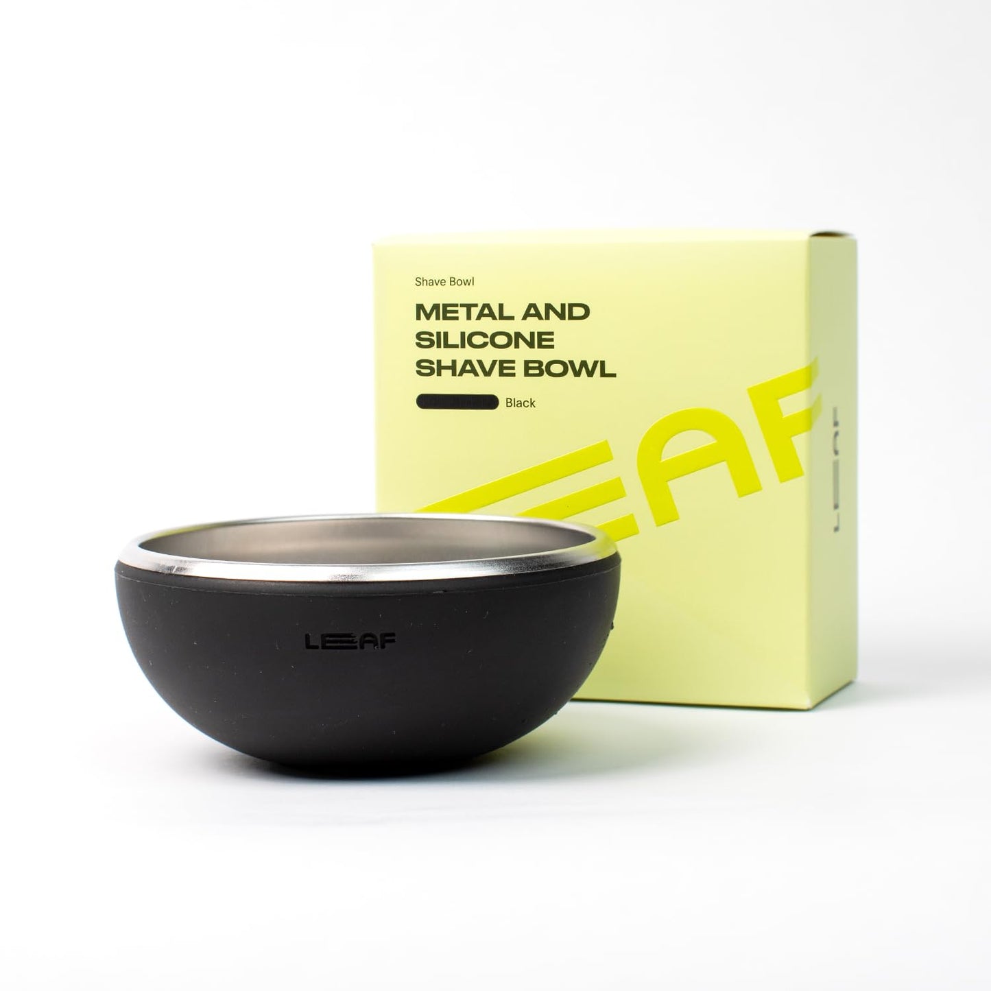 Leaf Shave | Leaf Bowl - Stainless Steel and Silicone Grooming Bowl Compatible with Brush Sets, Soap Bars and Refills for Lathering - Black