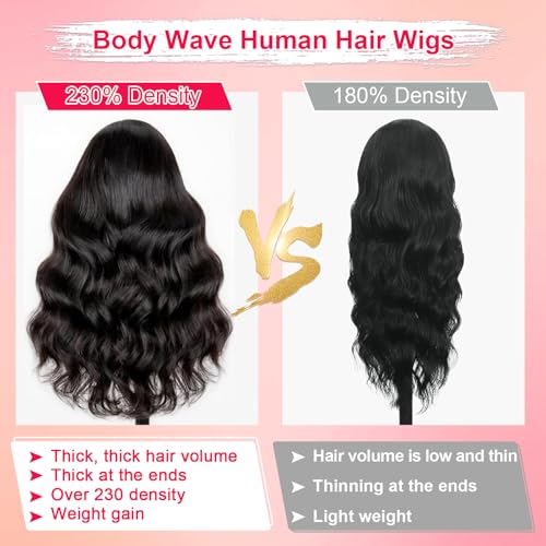 28 Inch 13x6 Lace Front Wigs Human Hair Pre Plucked Body Wave HD Lace Front Wigs 230% Density Frontal Glueless Wigs with Baby Hair