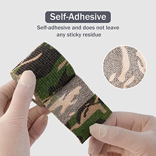 EZ Tattoo Grip Tape - 24PCS (1inch x 5 Yard) Camo Self Adhesive Bandage for Wrist & Ankle Sprain Swelling, Disposable Roll Tattoo Grip Tube Tape for Tattoo Machine and Tattoo Supplies Pet Bandage